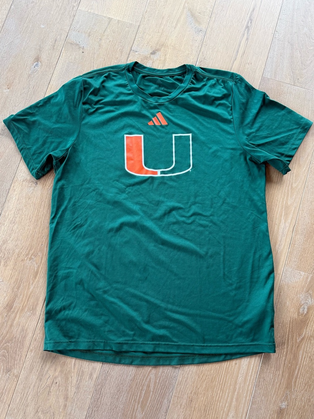 adidas Men’s Green Miami Hurricanes U Logo Short Sleeve